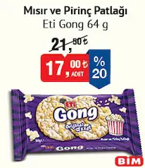 ETİ GONG MISIR VE PİRİNÇ PATLAĞI 64 G fiyat ve kampanya bilgisi